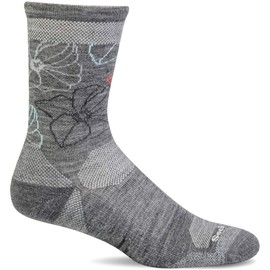 SOCKWELL PETAL POWER CREW Women's Compression Socks, For Outdoor Activities, Mountain Climbing, Quick Drying, Sweat Absorbent, Odor Resistant, Prevents Scrubbing, Hiking, Cold Protection, Recovery, Merino Wool Socks, Mid Length, multicolor (black multi)