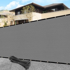 SHADEWIZ 6' x 50' Gray Privacy Screen Fence Cover Heavy Duty Fencing Mesh with Zip Tie for Deck, Patio, Backyard, Outdoor Pool, Porch, Railing - We Can Make Custom Sizes