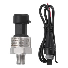 sourcing map Pressure Transducer Sender Sensor with Connector, 1/8" NPT 200 PSI Stainless Steel Pressure Transmitter for Oil Fuel Water Air
