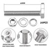 Fhioevt M6 Screws Nuts Set Hexagonal Screws M6 Stainless Steel