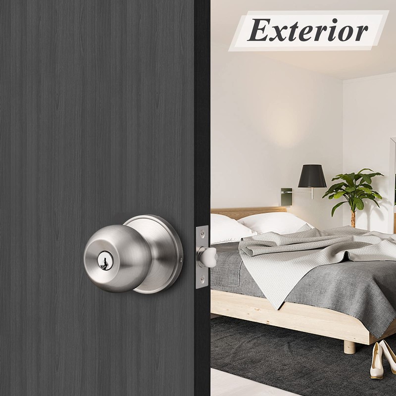 Probrico (2 Pack Keyed Alike Door Knobs Combo Pack, Brushed