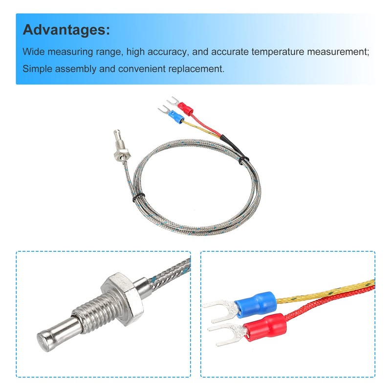 sourcing map Temperature Sensor 2pcs M6 Screw Temperature Probes Thermocouple