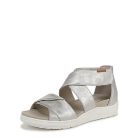 Dr. Scholl's Women's Time Off Fun Sandal, Silver Smooth, 6