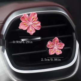 Automotive Air Freshener Clip, Car Air Outlet Decoration, Aromatic Floral Air Freshener Clip without Fragrance Tablet, Car Interior Accessories, Car Perfume Clip, Car Smell Products, Car Accessory:_Mauve Purple_2 counts/set