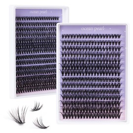Ocean Pearl 280 PCS Individual Eyelashes 40D 50D Cluster Lashes 10-16mm Lash Clusters Natural Lashes Fluffy Lash Extension Clusters C Curl D Curl Eyelash Clusters DIY Lash Extensions-40D+50D