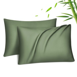 Fittia Lyocell Bamboo Cushion Cover Bamboo Fibre Pillowcase Silky Soft Cooling Breathable with Concealed Zip Bamboo Green 50 x 70 cm Set of 2