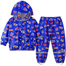 Fewlby Kids Rainsuit Cartoon Raincoat Set, Toddlers Waterproof Raincoat with Pants Child Rainset Rainwear