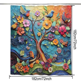 HMS Happy Memories Bohemian Flower Bathroom Curtain Colorful Boho Floral Print Beautiful Bright Polyester Fabric Cloth Shower Curtain for Bathroom Decoration, 72"x72" (Color 13)