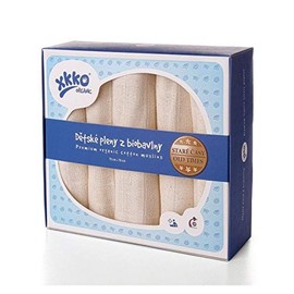 xkko Muslin Nappies 70 x 70 cm Organic Cotton Set of 5 Natural
