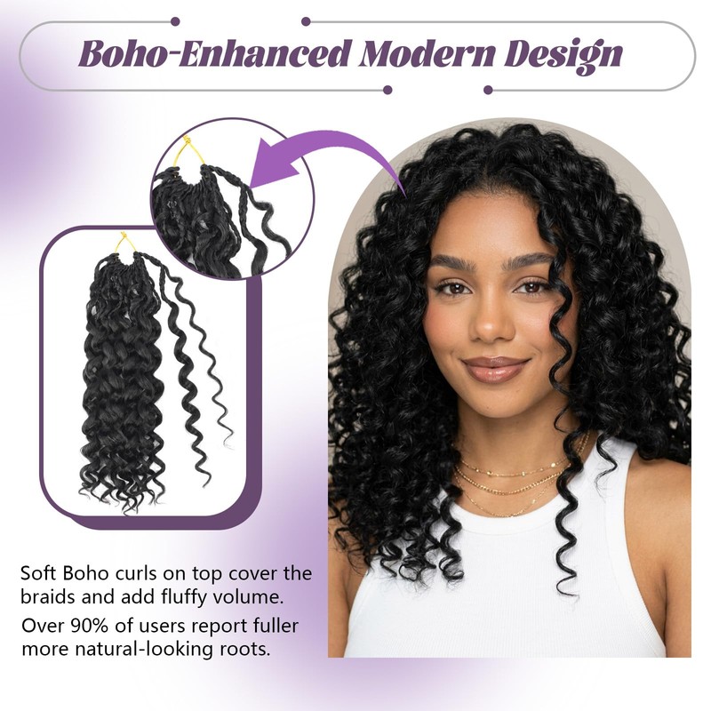 8 Packs Prelooped Boho Gogo Curl Crochet Hair(18 Inch, 4#)