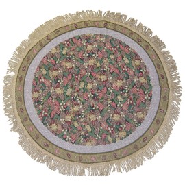 DaDa Bedding Christmas Fiesta Woven Table Cloth Floral Print Motif Round Circle Tapestry - 36"