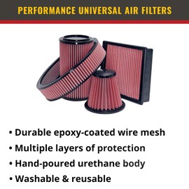 Airaid (AIR-720-128) Universal Clamp-On Air Filter: Oval Tapered; 4.5 Inch (114 mm) Flange ID; 7.375 Inch (187 mm) Height; 11.5 Inch x 7 Inch (292 mm x 178 mm) Base; 9 Inch x 4.5 Inch (229 mm x114 mm) Top, Red