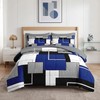 Nesker Comforter Set King Size, Blue Black Geometric 7 Pcs