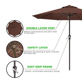 AreShark 11 FT Patio Umbrella for Outdoor, Outdoor Table Umbrella, Outdoor Patio Umbrellas with 8 Sturdy Ribs, Patio Umbrellas for Market, Garden, Deck, Backyard, Pool (Brown)