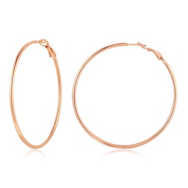 Big Rose Gold Hoop Earrings for Women 60mm Stainless Steel Hypoallergenic Large Hoops Earrings for Women, Birthday Mothers Day Jewelry Gifts Women