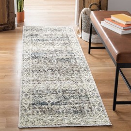 Bloom Rugs Caria Washable Non-Slip 7 ft Runner - Beige Brown/Teal Traditional Runner for Entryway, Hallway, Bathroom, and Kitchen - Exact Size: 2'6" x 7'