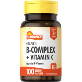 Sundance Complete B-Complex with Vitamin C | 100 Caplets | Essential Vitamin Formula | Vegetarian, Non-GMO, and Gluten Free Formula
