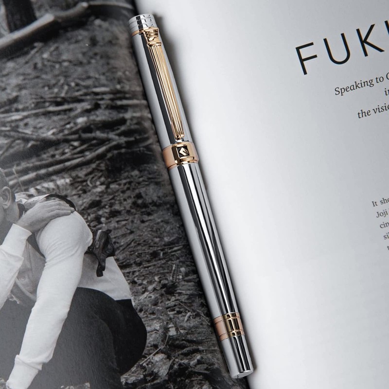 Keyzor Luxury Fountain Pen - Fancy (Silver) Pen 24K Gold