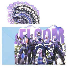 Dekewe 10 PCS Party Invitations Kids Fortnit, Video Game Party Invites with Envelopes