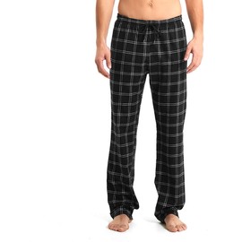 Idtswch Mens Tall Pajama Pants 34" Inseam Plaid Lounge Pants Sleepwear Pajama Bottoms 100% Cotton Black/White