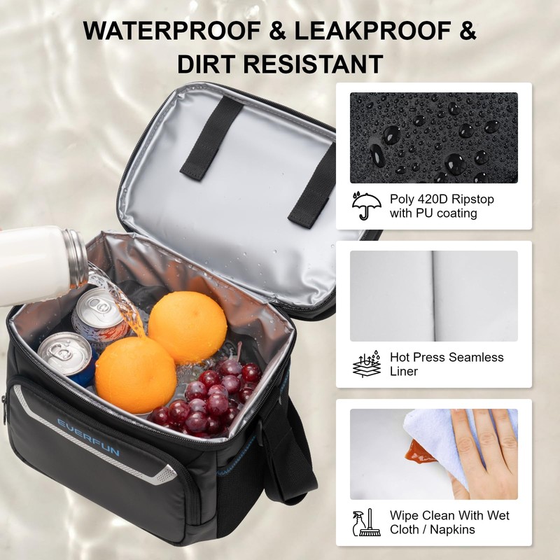 EVERFUN Insulated Lunch Bag Soft Lunch Box for Men Dual