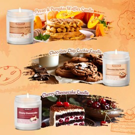 Bakery Candles Set, 6 Pack Fall Winter Candles for Home Scented, Candle Gift Set,Soy Wax Long Lasting Jar Candle of Pumpkin Pie, Coffee Cake,Gingerbread,Chocolate Cookie,Cherry Cheesecake Aromatherapy