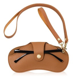Glasses Case, Portable Sunglasses Bag, Neoprene Zip Sunglasses Bag with Belt Clip for Glasses, Frame, Portable Case for Keys, brown