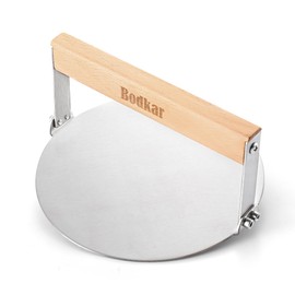 bodkar Smash Burger Press 6 Inch Round Stainless Steel Burger Smasher with Wood Handle Bacon Hamburger Grill Meat Press