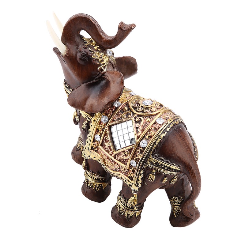 Lucky Feng Shui Wood Grain Elephant Statue Sculpture Wealth Figurine