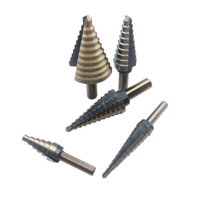 HSS 5PCS Titanium Coated Step Drill Bit Set W Automatic
