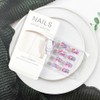 Purple Press on Nails Medium Fake Nails Square Shape False Nails Summer Coconut Trees Pineapple Artificial Nails Flamingo Flower Fruit Glue on Nails Full Cover Glossy Stick on Nails for Women Manicure