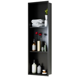 GarveeTech Stainless Steel Shower Niches Ready for Tile, 12" X 36" Modern Soap Niche, 3-Tier Organizer, No Tile Needed Recessed Wall Niche for Bathroom Storage, Black