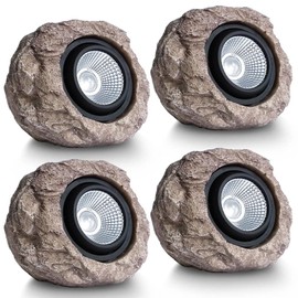 HQIAN SAT 4 Pack Solar Garden Lights Outdoor Super Bright Solar Rock Spot ligths Outdoor Led Landscape Lighting for Pathway Lawn Patio Porch Yard Walkway