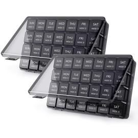 Lifewit Pastillero Mensual, Organizador de Pastillas de 28 Días, Pastilleros de 4 Semanas y un Mes, Organizadores de Medicamentos con Compartimentos Amplios para Vitaminas, Aceites, 2 Piezas