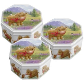 Campbells Shortbread Petticoat Tails Cookies Tin 4.1 Oz (Pack of 3) - Cute Highland Cow Decorative Tin with Pure Butter Scottish Shortbread Cookies from Scotland, British Snacks & Tea Biscuits Gift