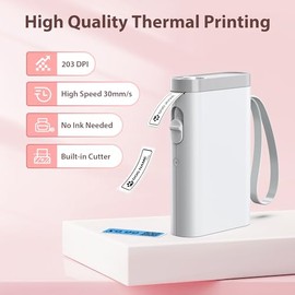 Máquina etiquetadora P21 con cinta, impresora de etiquetas Bluetooth térmica con cortador integrado y múltiples plantillas, impresoras portátiles para