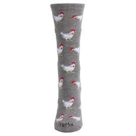 MeMoi Chickens Rayon Blend Crew Socks Medium Gray Heather One Size