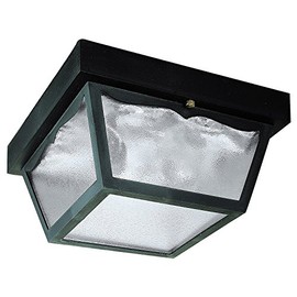Westinghouse 6682300 Traditional Two-Light Outdoor Flush-Mount Fixture, Black Finish on Polypropylene, Frosted Glass Panels,White