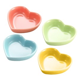 4 Ceramic Guinea Pig Bowls, Hedgehog Food Bowls, Small Animal Feeding Dishes for Hamsters, Gerbils, Mice, Durable and Easy to Clean, 8 x 7.5 x 2.5 cm, Blue, Green, Yellow, Pink