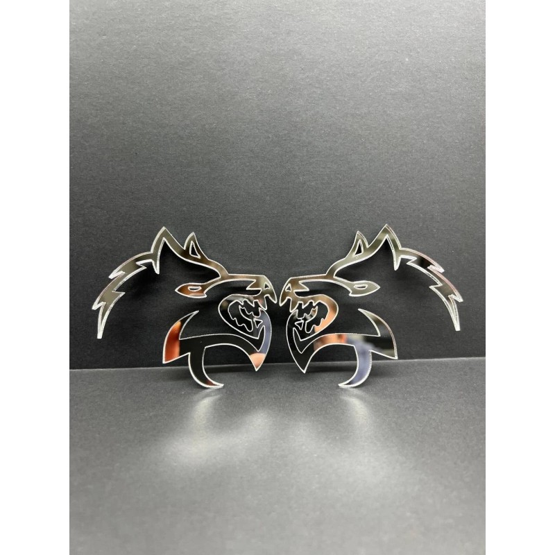 Emblem Badge Mirror Wolf Badges Emblem Car/Truck, (2) BADGES, Fender