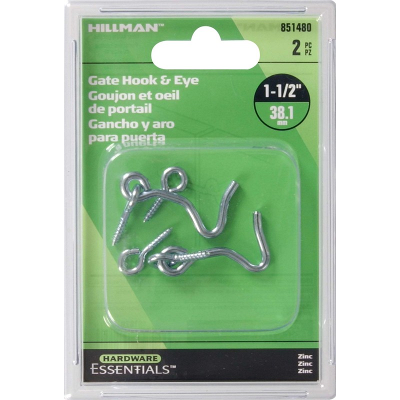 Hillman Hardware Essentials Hook and Eye Latch Zinc 1-1/2 Inch"-
