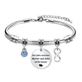 HEYEJET Mum Gifts from Son Silver Bracelet for Mum Women Jewellery Gifts for Mum Mother's Day Christmas Anniversary Birthday Gifts, Stainless Steel