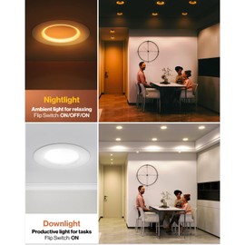 Sunco 12 Pack 6 Inch LED Recessed Lighting Retrofit with Night Light, 2700K/3000K/4000K/5000K/6000K Selectable, Dimmable Can Lights, 12W, 1000LM, Damp Rated, Retrofit Installation - ETL