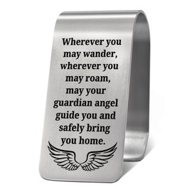 LAGZDFC Wherever You May Wander Wherever You May Roam Visor Clip for Cars, Travelers Prayer Gifts, Guardian Angel Driving Safety Car Accessories for New Driver, Driving Safety Visor Clip