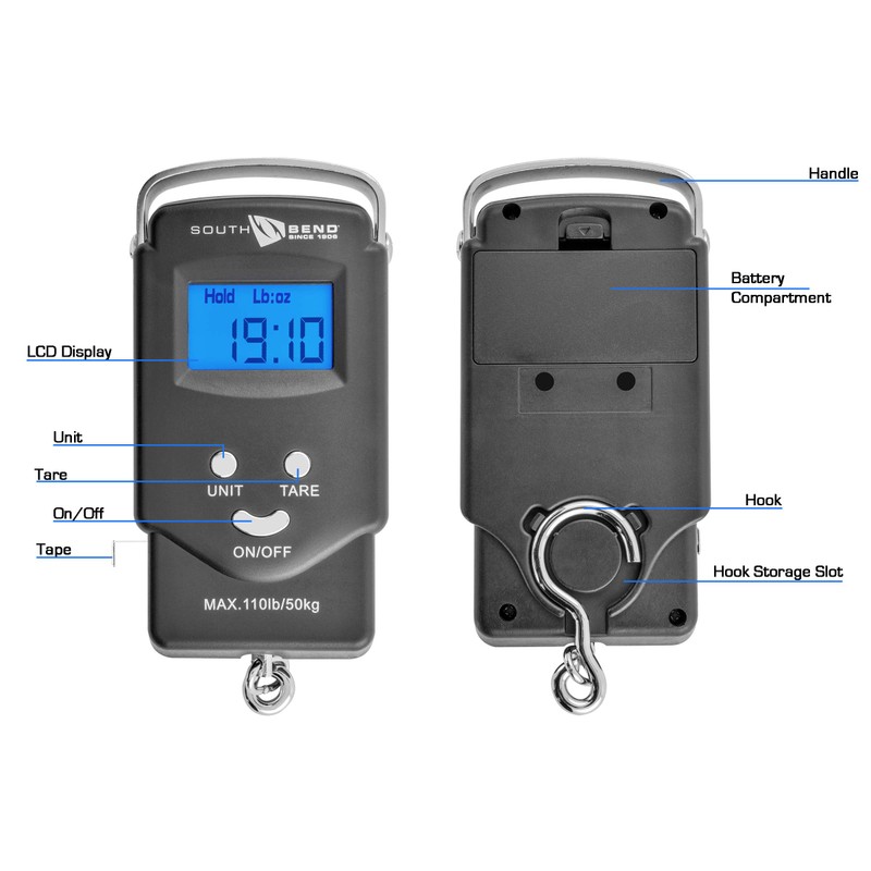 South Bend Digital Hanging Fishing Scale and Tape Measure with