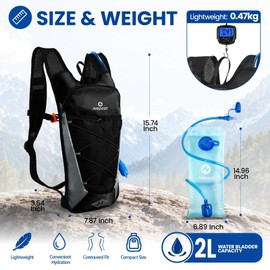 Nepest 6L Bicycle Backpack with 2L Hydration Bladder - Lightweight & Breathable, Black