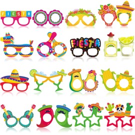 32 Pcs Mexican Fiesta Party Decorations Paper Eyeglasses Taco Party Cactus Pinata Cinco De Mayo Party Costume Photo Booth Props Supplies for Taco Twosday Birthday Party Let's Fiesta Party Favor