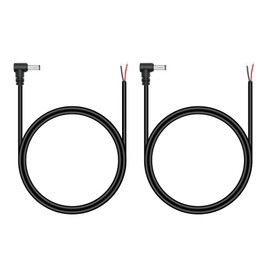 DC 5.5mm x 2.1mm Male Plug Power Pigtail Wire 1M/3FT,18AWG 90 Degree Right Angle DC5521 Male Plug Jack to 2 Pin Bare Wire Open End Power Cable,for DC Power Supply Cable Repair Replacement(2Pcs)