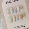 30pcs Handmade Press On Nails Almond Medium Summer Sea 3D