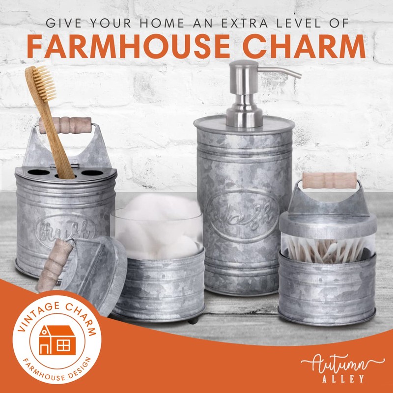 Autumn Alley Rustic Bathroom Accessories Set 4 - Galvanized Soap
